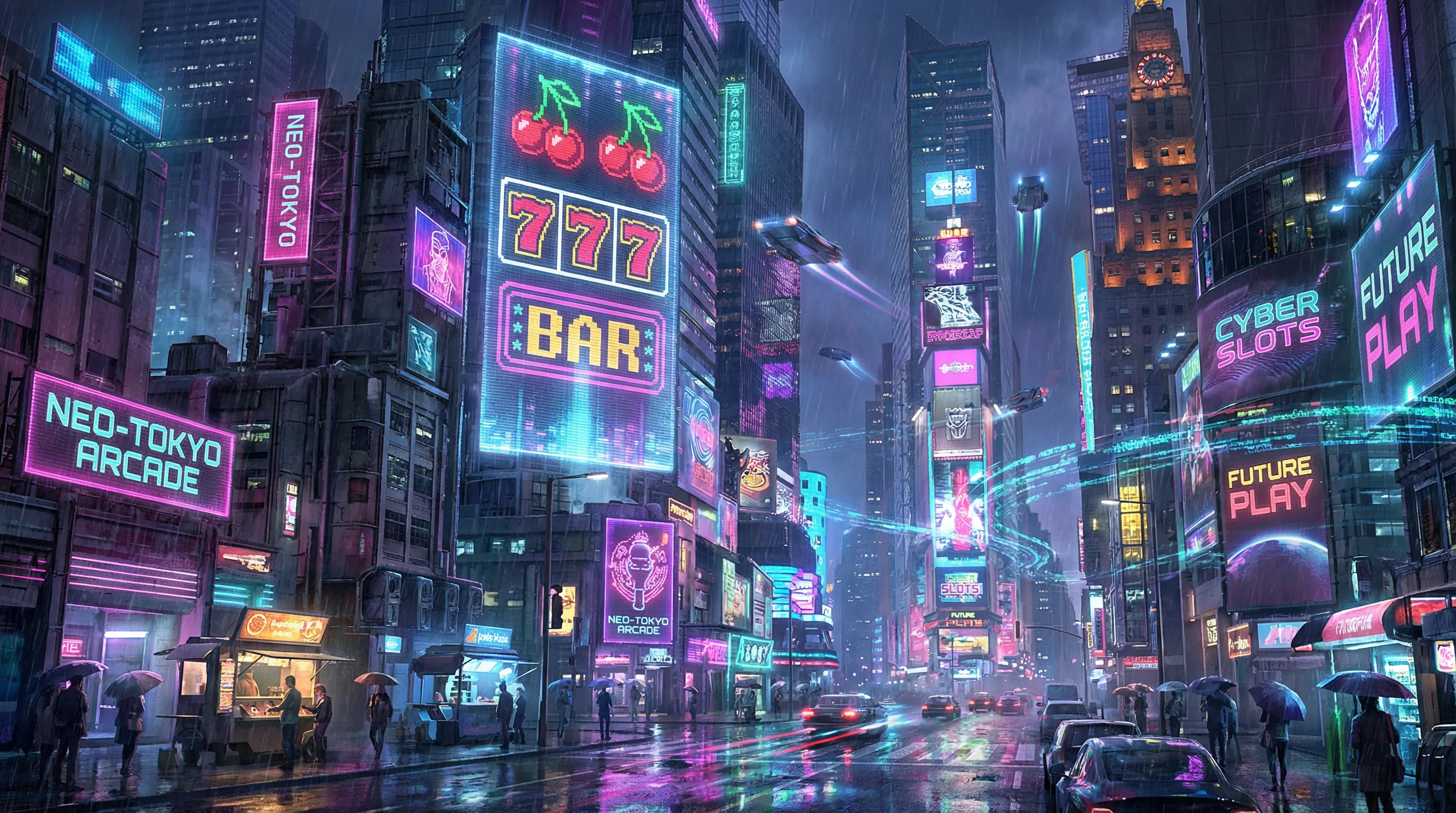 冰球突破 赛博朋克不夜城全景 - 复古街机娱乐城